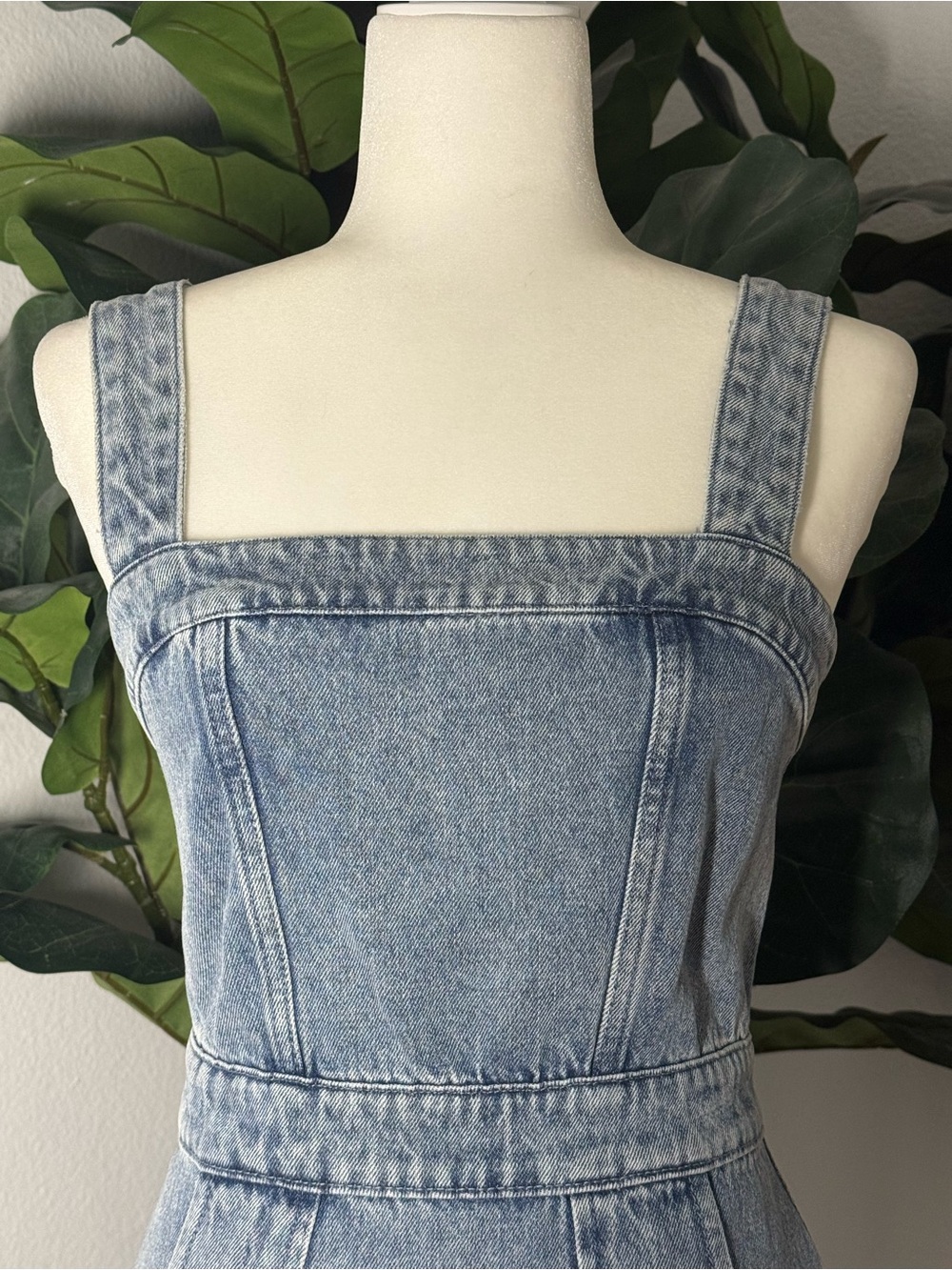 Amanda Uprichard Ace Denim Mini Dress Caspian Wash Blue - Picture 4 of 10